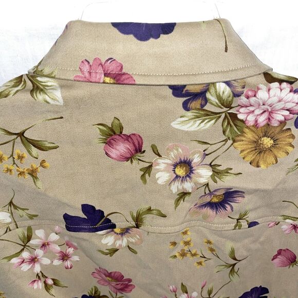 Jones New York Women’s Casual Shirt Size 10 Beige Floral Going Out Party Comfort - Picture 9 of 12